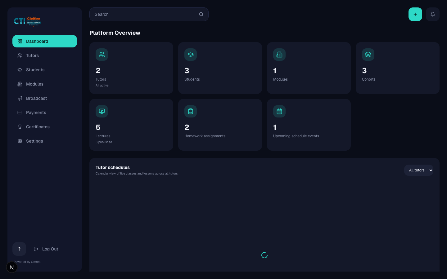 Admin dashboard