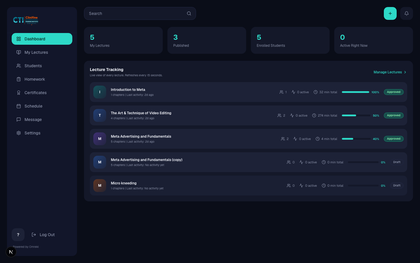 Tutor dashboard