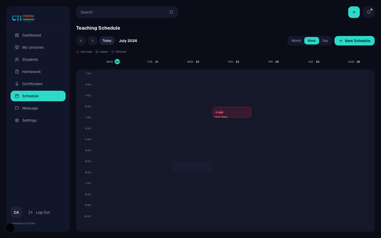 Tutor schedule
