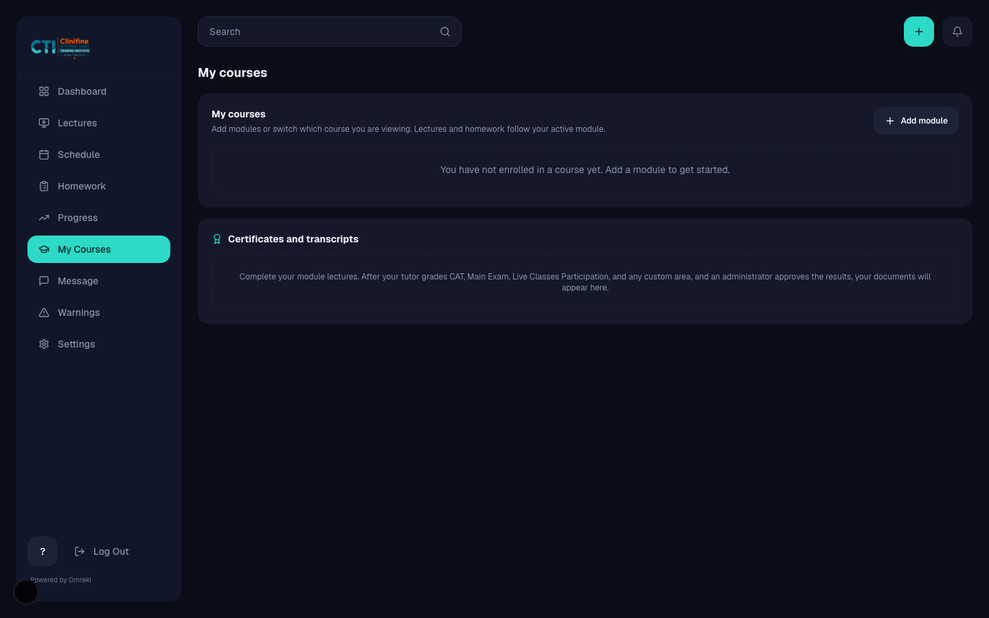 Student My Courses page